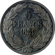 France 5 Francs (Louis Philips I. Essai by Desboeufs) 5 FRANCS 1831 coin reverse