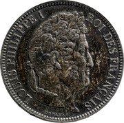 France 5 Francs (Louis Philips I. Essai by Domard) LOUIS PHILIPPE I. ROI DES FRANÇAIS DOMARD F coin obverse