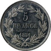 France 5 Francs (Louis Philips I. Essai by Dubois) 5 FRANCS 1831 coin reverse