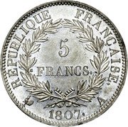 France 5 Francs (Napoleon I. Essai by Brenet) REPUBLIQUE FRANÇAISE. 1807. A 5 FRANCS. coin reverse France 5 Francs (Napoleon I. Essai by Brenet) REPUBLIQUE FRANÇAISE. 1807. A 5 FRANCS. coin reverse