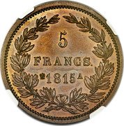 France 5 Francs (Napoleon I Pattern of Droz) KM# Pn21 5 FRANCS 1815A coin reverse