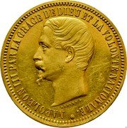France 5 Francs (Napoleon III. Essai) BOUVET F NAPOLEON III PAR LA GRÂCE DE DIEU ET LA VOLONTÉ NATIONALE coin obverse