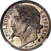 France 5 Francs (Napoleon III Pattern) KM# Pn94 NAPOLEON III EMPEREUR E VEYRAT coin obverse