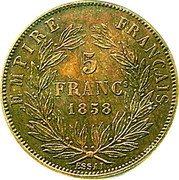 France 5 Francs (Napoleon III pattern of Barre) 5 FRANCS 1838 EMPIRE FRANÇAIS ESSAI coin reverse France 5 Francs (Napoleon III pattern of Barre) 5 FRANCS 1838 EMPIRE FRANÇAIS ESSAI coin reverse