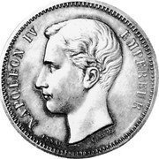 France 5 Francs Napoleon IV. Essai 1870 X# E44.1 C. DE F NAPOLEON IV EMPEREUR ESSAI coin obverse
