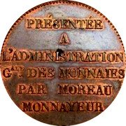 France 5 Francs Pattern by Moreau ND (1824)  PRÉSENTÉE A L'ADMINISTRATION GALE. DES MONNAIES PAR MOREAU MONNAYEUR coin reverse France 5 Francs Pattern by Moreau ND (1824)  PRÉSENTÉE A L'ADMINISTRATION GALE. DES MONNAIES PAR MOREAU MONNAYEUR coin reverse