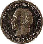 France 5 Francs Petain Pattern of Bazor. 2nd Type 1941Â KM# E77 PHILIPPE PETAIN MARECHAL DE FRANCE CHEF DE L'ETAT L.BAZOR coin obverse France 5 Francs Petain Pattern of Bazor. 2nd Type 1941Â KM# E77 PHILIPPE PETAIN MARECHAL DE FRANCE CHEF DE L'ETAT L.BAZOR coin obverse