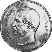 France 5 Francs (Satirical coinage. Mac-Mahon.) X# E51 MAC-MAHON I SEPTENNAT NAPOLEON F. coin obverse France 5 Francs (Satirical coinage. Mac-Mahon.) X# E51 MAC-MAHON I SEPTENNAT NAPOLEON F. coin obverse