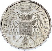 France 5 Francs (Satirical coinage. Mac-Mahon. Lettered) X# E50 LOYOLA LOURDES SA-LETTE 5 F 1872 REPUBLIQUE FRANÇAISE ESSAI coin reverse France 5 Francs (Satirical coinage. Mac-Mahon. Lettered) X# E50 LOYOLA LOURDES SA-LETTE 5 F 1872 REPUBLIQUE FRANÇAISE ESSAI coin reverse