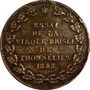 France 5 Francs (Thonnelier Broken Ferrule Test) ESSAI DE LA VIROLE BRISÉE DE THONNELIER 1843 coin reverse France 5 Francs (Thonnelier Broken Ferrule Test) ESSAI DE LA VIROLE BRISÉE DE THONNELIER 1843 coin reverse