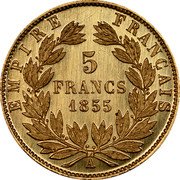 France 5 Francs (Trial) KM# TS6 5 FRANCS 1855 EMPIRE FRANÇAIS A coin obverse