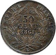 France 50 Centimes Essai 1861 E KM# AE24 50 CENT 1861 E EMPIRE FRANÇAIS coin reverse France 50 Centimes Essai 1861 E KM# AE24 50 CENT 1861 E EMPIRE FRANÇAIS coin reverse