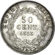 France 50 Centimes Napoleon III. Big Head 1853 A (fr) F186/1 EMPIRE FRANÇAIS 50 CENT. 1853 coin reverse France 50 Centimes Napoleon III. Big Head 1853 A (fr) F186/1 EMPIRE FRANÇAIS 50 CENT. 1853 coin reverse