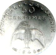 France 50 Centimes New Caledonia Essai. Flat Rim 1948  KM# E1a NOUVELLE-CALEDONIE 50 CENTIMES 1948 coin reverse