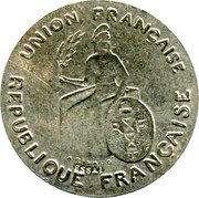 France 50 Centimes (Oceania Essai. Incuse Design) KM# E1 UNION FRANÇAISE A RIVAUD ESSAI REPUBLIQUE FRANÇAISE coin obverse France 50 Centimes (Oceania Essai. Incuse Design) KM# E1 UNION FRANÇAISE A RIVAUD ESSAI REPUBLIQUE FRANÇAISE coin obverse