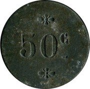 France 50 Centimes Paris. H.Beau & M.Bertrand 1917 ND 50 C coin reverse