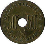 France 50 Centimes Paris. La Bellevilloise. Charbon 1917 ND 50 C. 50 C. BELLEVILLOISE CHARBON coin obverse