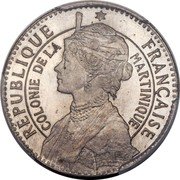 France 50 Centimes (Pattern) KM# E3 RÉPUBLIQUE FRANÇAISE COLONIE DE LA MARTINIQUE coin obverse France 50 Centimes (Pattern) KM# E3 RÉPUBLIQUE FRANÇAISE COLONIE DE LA MARTINIQUE coin obverse
