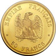 France 50 Francs (Napoleon III Pattern) EMPIRE FRANÇAIS 50 FRANCS coin reverse France 50 Francs (Napoleon III Pattern) EMPIRE FRANÇAIS 50 FRANCS coin reverse