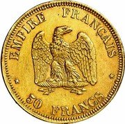 France 50 Francs (Napoleon III Pattern) EMPIRE FRANÇAIS 50 FRANCS coin reverse France 50 Francs (Napoleon III Pattern) EMPIRE FRANÇAIS 50 FRANCS coin reverse