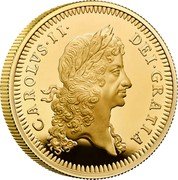 UK 500 Pounds (Charles III Charles II) CAROLVS II DEI GRATIA coin reverse
