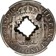 France 9 Livres Guadeloupe British Occupation ND (1811)  Host years 1808-1810 KM# 26 HISPAN ET IND REX M 8R T H coin reverse France 9 Livres Guadeloupe British Occupation ND (1811)  Host years 1808-1810 KM# 26 HISPAN ET IND REX M 8R T H coin reverse