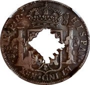 France 9 Livres Guadeloupe British Occupation ND (1811)  HISPAN ET IND REX PTS 8 R P R PLUS ULTRA G coin reverse