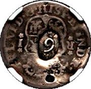 France 9 Stivers Saint Barthelemy Coinage ND (1808)  KM# 8 9 M FRD VI D G HISP ET IND R R I coin obverse France 9 Stivers Saint Barthelemy Coinage ND (1808)  KM# 8 9 M FRD VI D G HISP ET IND R R I coin obverse