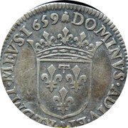 France 1/12 ECU Anna Mary Louise. 1st Type 1659  DOMINVS.ADIV.ET. REDMT.MEVS.1659 coin reverse France 1/12 ECU Anna Mary Louise. 1st Type 1659  DOMINVS.ADIV.ET. REDMT.MEVS.1659 coin reverse