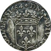 France 1/12 ECU Anna Mary Louise 3rd Type 1664  DNS.ADIVTOR. ET.RED.MEVS.1664 coin reverse