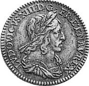 France 1/12 ECU Louis XIII. Piedfort 1743 A KM# P40 LVDOVICVS. XIII. D. G. FR. ET. NAV. REX coin obverse