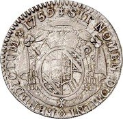 France 1/12 Thaler (Ludwig Constantin von Rohan-Guemenee) KM# 223 SIT NOMEN DOMINI BENEDICTUM 1759 coin reverse France 1/12 Thaler (Ludwig Constantin von Rohan-Guemenee) KM# 223 SIT NOMEN DOMINI BENEDICTUM 1759 coin reverse
