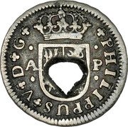 France 1/2 Bit Martinique ND (1764)  KM# 6 PHILIPPUS V D G A P coin obverse