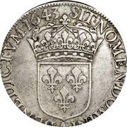 France 1/2 ECU (Louis XIII 2nd portrait) SIT. NOMEN. DOMINI A BENEDICTVM. 1643 coin reverse France 1/2 ECU (Louis XIII 2nd portrait) SIT. NOMEN. DOMINI A BENEDICTVM. 1643 coin reverse