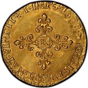 France 1/2 ECU (Louis XIII) CHRISTVS REGNAT VINCIT ET IMP 1639 K coin reverse France 1/2 ECU (Louis XIII) CHRISTVS REGNAT VINCIT ET IMP 1639 K coin reverse