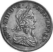 France 1/2 ECU (Louis XIII. Piedfort) KM# P45 LVD XIII D G FR ET NAV REX coin obverse France 1/2 ECU (Louis XIII. Piedfort) KM# P45 LVD XIII D G FR ET NAV REX coin obverse