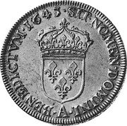 France 1/2 ECU (Louis XIII. Piedfort) KM# P45 SIT NOMEN DOMINI A BENEDICTVM 1643 coin reverse France 1/2 ECU (Louis XIII. Piedfort) KM# P45 SIT NOMEN DOMINI A BENEDICTVM 1643 coin reverse
