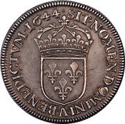 France 1/2 ECU (Louis XIV) KM# P62 SIT NOMEN DOMINI A BENEDICTVM 1644 coin reverse France 1/2 ECU (Louis XIV) KM# P62 SIT NOMEN DOMINI A BENEDICTVM 1644 coin reverse