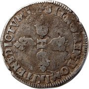 France 1/2 Franc (Henri IV. Aix) H SIT NOMEN DOMINI BENEDICTVM coin reverse France 1/2 Franc (Henri IV. Aix) H SIT NOMEN DOMINI BENEDICTVM coin reverse