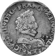 France 1/2 Franc (Henri IV. Bordeaux) HENRICVS IIII D G FRANC ET NAVA REX K coin obverse France 1/2 Franc (Henri IV. Bordeaux) HENRICVS IIII D G FRANC ET NAVA REX K coin obverse