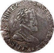 France 1/2 Franc (Henri IV. Dijon) HENRICVS IIII D G FRAN ET NAVA REX D coin obverse