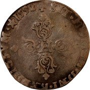 France 1/2 Franc (Henri IV. Limoges) SIT NOMEN DOMINI BENEDICTVM H 1592 coin reverse France 1/2 Franc (Henri IV. Limoges) SIT NOMEN DOMINI BENEDICTVM H 1592 coin reverse