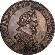 France 1/2 Franc (Henri IV. Piedfort) KM# P8 HENRICVS IIII D G FRANC ET NAVARE REX 1607 coin obverse France 1/2 Franc (Henri IV. Piedfort) KM# P8 HENRICVS IIII D G FRANC ET NAVARE REX 1607 coin obverse
