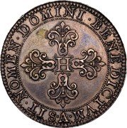 France 1/2 Franc (Henri IV. Piedfort) KM# P8 H SIT NOMEN DOMINI BENEDICTVM A coin reverse France 1/2 Franc (Henri IV. Piedfort) KM# P8 H SIT NOMEN DOMINI BENEDICTVM A coin reverse