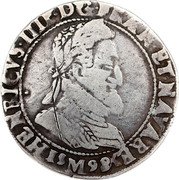 France 1/2 Franc (Henri IV. Toulouse) HENRICVS IIII D G FRANC ET NAVA REX M 15 89 coin obverse France 1/2 Franc (Henri IV. Toulouse) HENRICVS IIII D G FRANC ET NAVA REX M 15 89 coin obverse