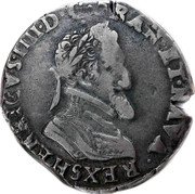 France 1/2 Franc (Henri IV. Troyes) HENRICVS IIII D G FRANC ET NAVA REX S coin obverse France 1/2 Franc (Henri IV. Troyes) HENRICVS IIII D G FRANC ET NAVA REX S coin obverse