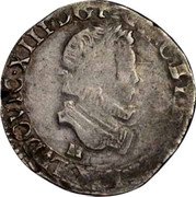 France 1/2 Franc (Louis XIII. Childish Bust) .LVDOVICVS. XIII. D: G FRANC. ET. NAVAR. REX coin obverse