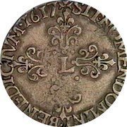 France 1/2 Franc (Louis XIII) SIT. NOMEN. DOMINI. BENEDICTVM. 1617 coin reverse