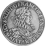 France 1/2 Franc Louis XIII. Pattern 1625 A KM# PnB12 LVDOVICVS XIII D G FRANCOR ET NAVAR REX A coin obverse