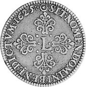 France 1/2 Franc Louis XIII. Pattern 1625 A KM# PnB12 SIT NOMEN DOMINI BENEDICTVM 1625 L coin reverse
